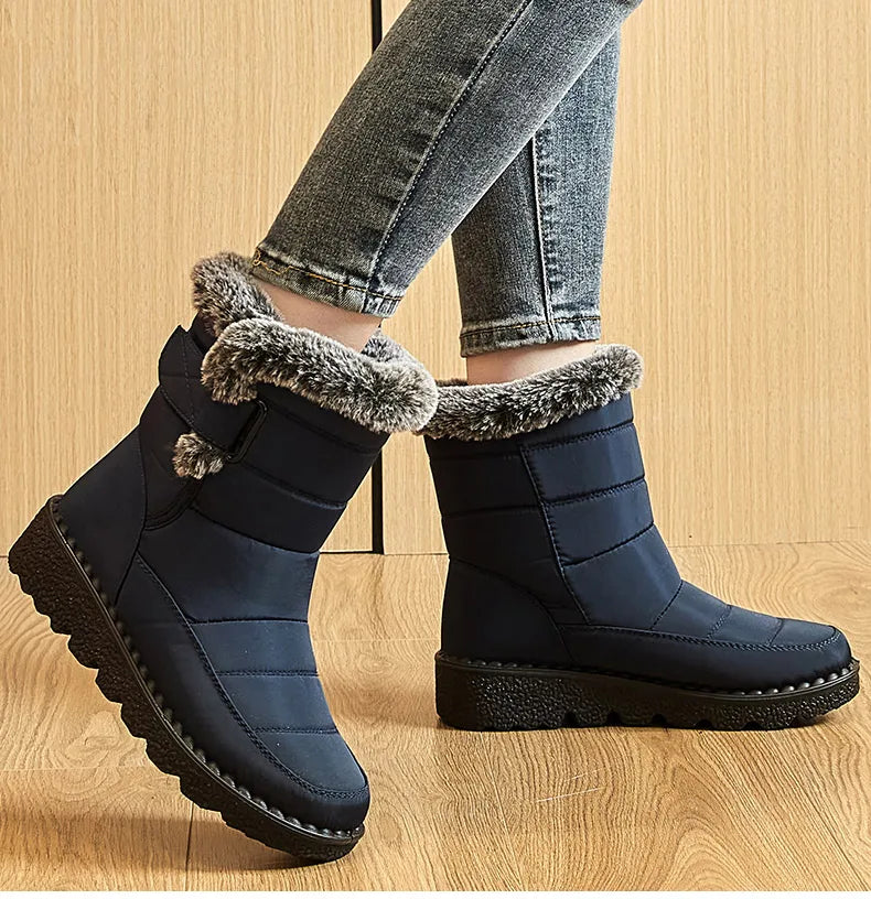 Botas Nieve Mujer Impermeables con Pelo - Botines Invierno Cálidos Antideslizantes
