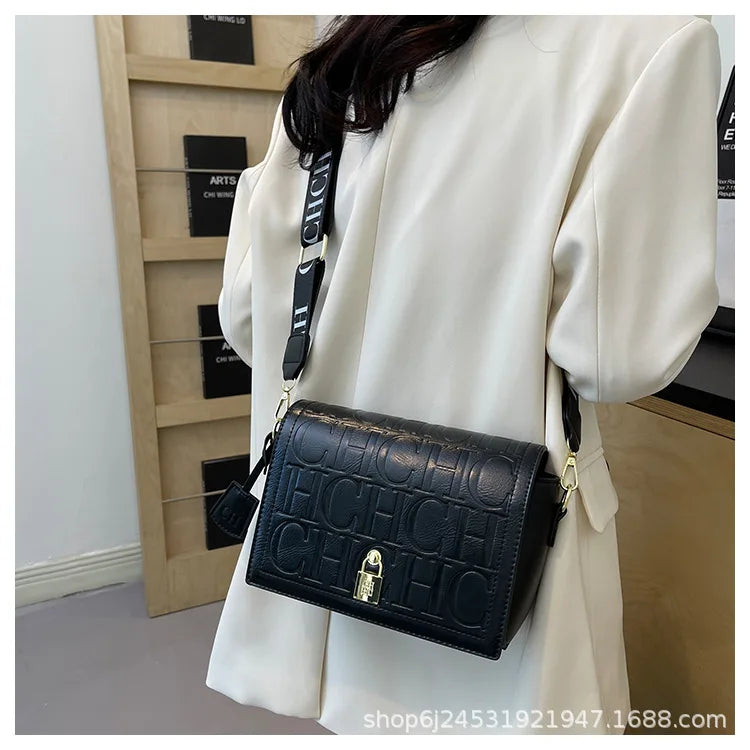 Bolso Bandolera Gran Capacidad con Letras en Relieve - Estilo Minimalista PU